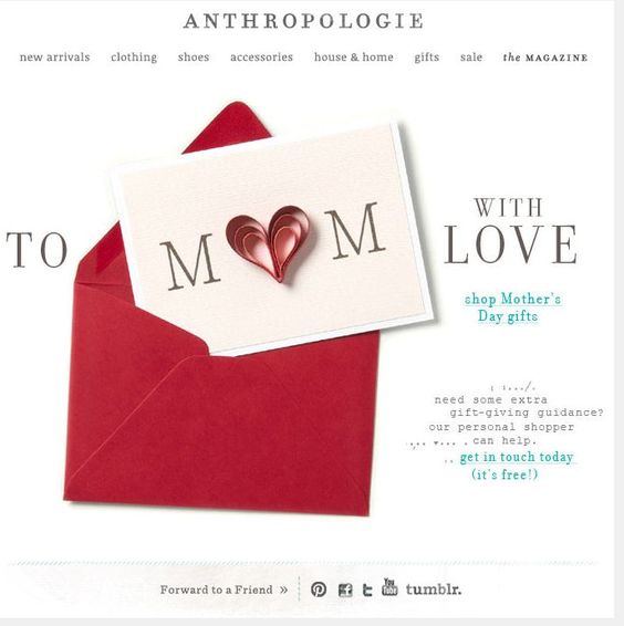 Anthropologie Mothers Day Email
