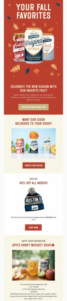 Fall-themed newsletter by Austin Eastciders