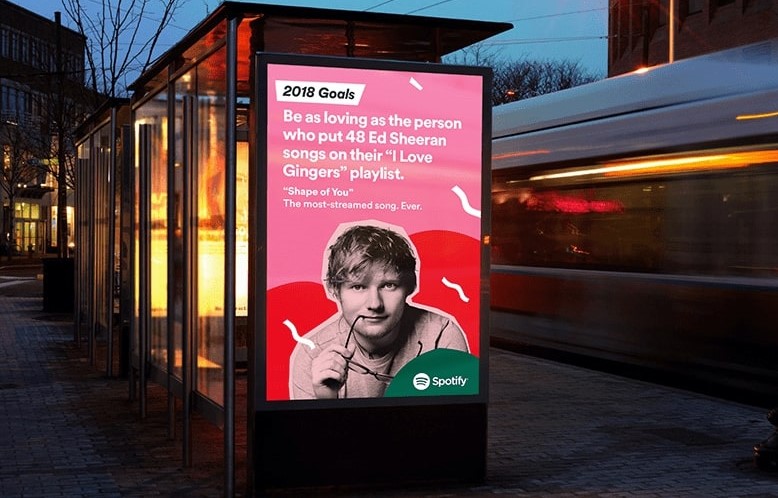 Spotify's 2017 holiday campaign advertisement featuring Ed Sheeran