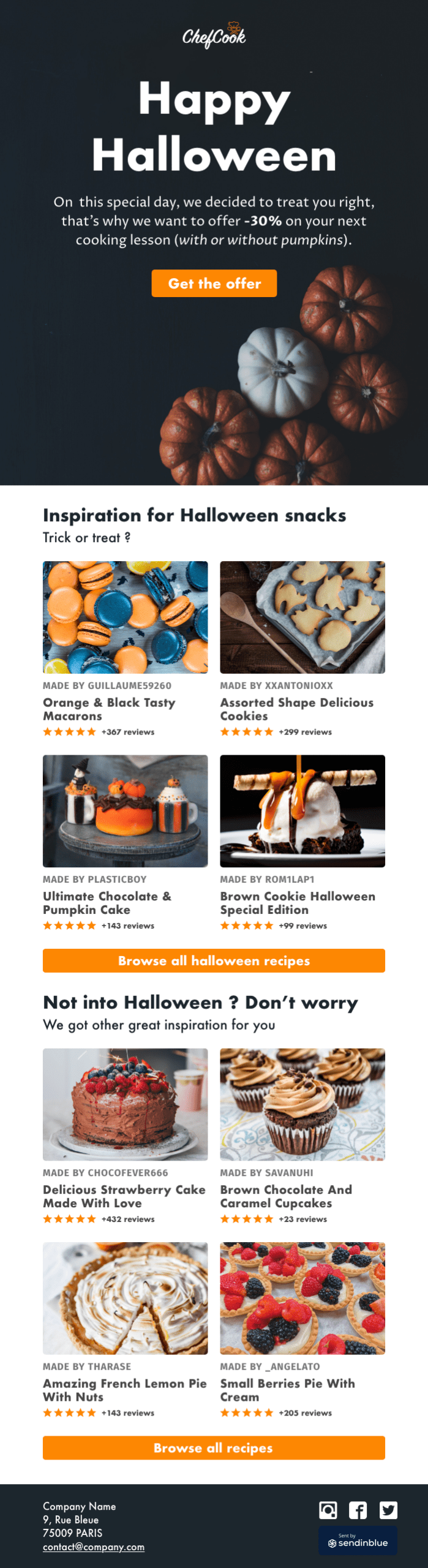 halloween email newsletter example from ChefCook