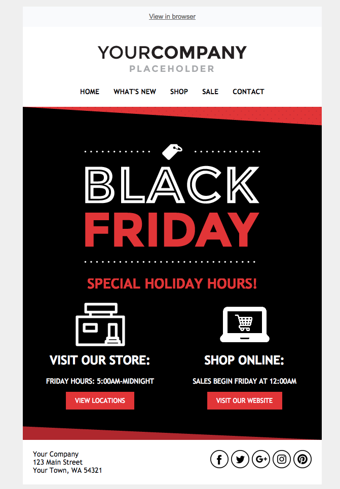 Black Friday special offer email template by Sendinblue