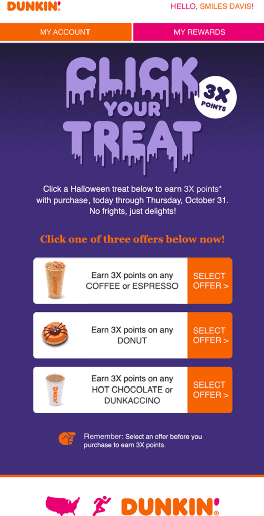Dunkin Donuts Halloween email design example