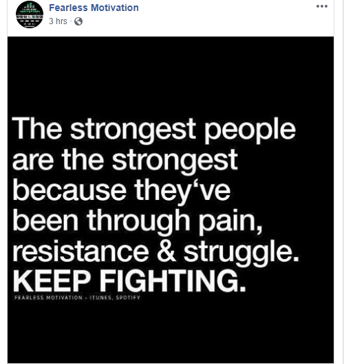 Exemple of Facebook content by Fearless motivation