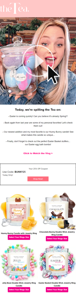Jackpot Candles Easter Email Example