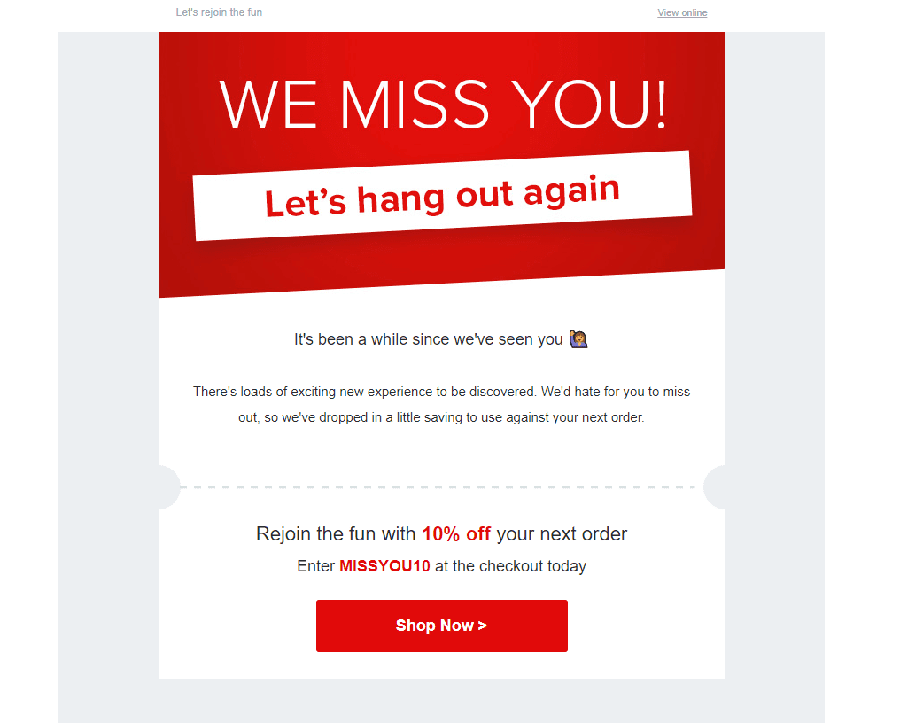 Example of a personalized reactivation email 