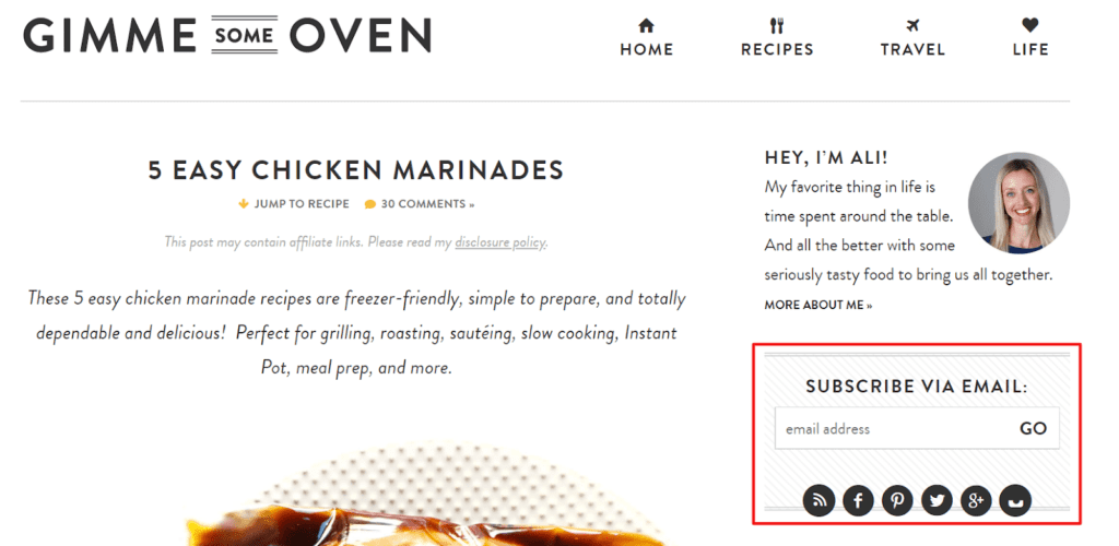 Sidebar sign-up form by Gimme Some Oven
